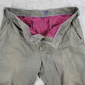 VTG Gap Flannel Lined Pants Mens 36x32 Green Khaki Tapered Leg Buffalo Check